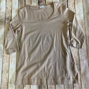 Dismero Beige with Silver Studding & Logo 3/4 Sleeve Pullover M Made in Italy